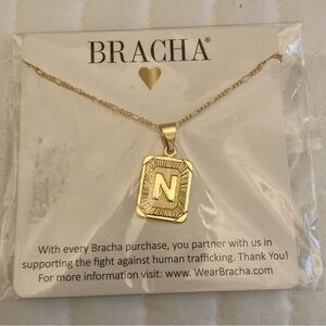 Bracha Gold Initial Pendant Necklace - Initial N